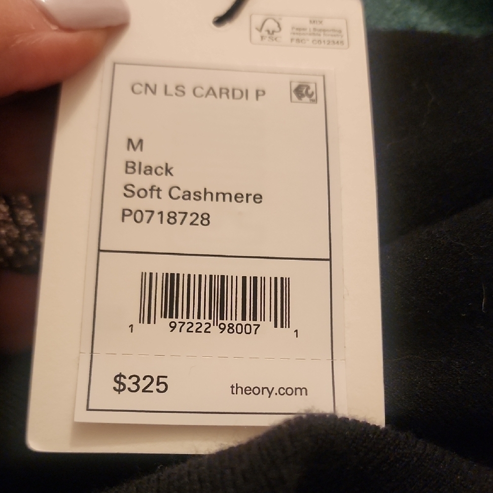 Theory Black Soft Cashmere Cardigan Size M $325 - Picture 2 of 6